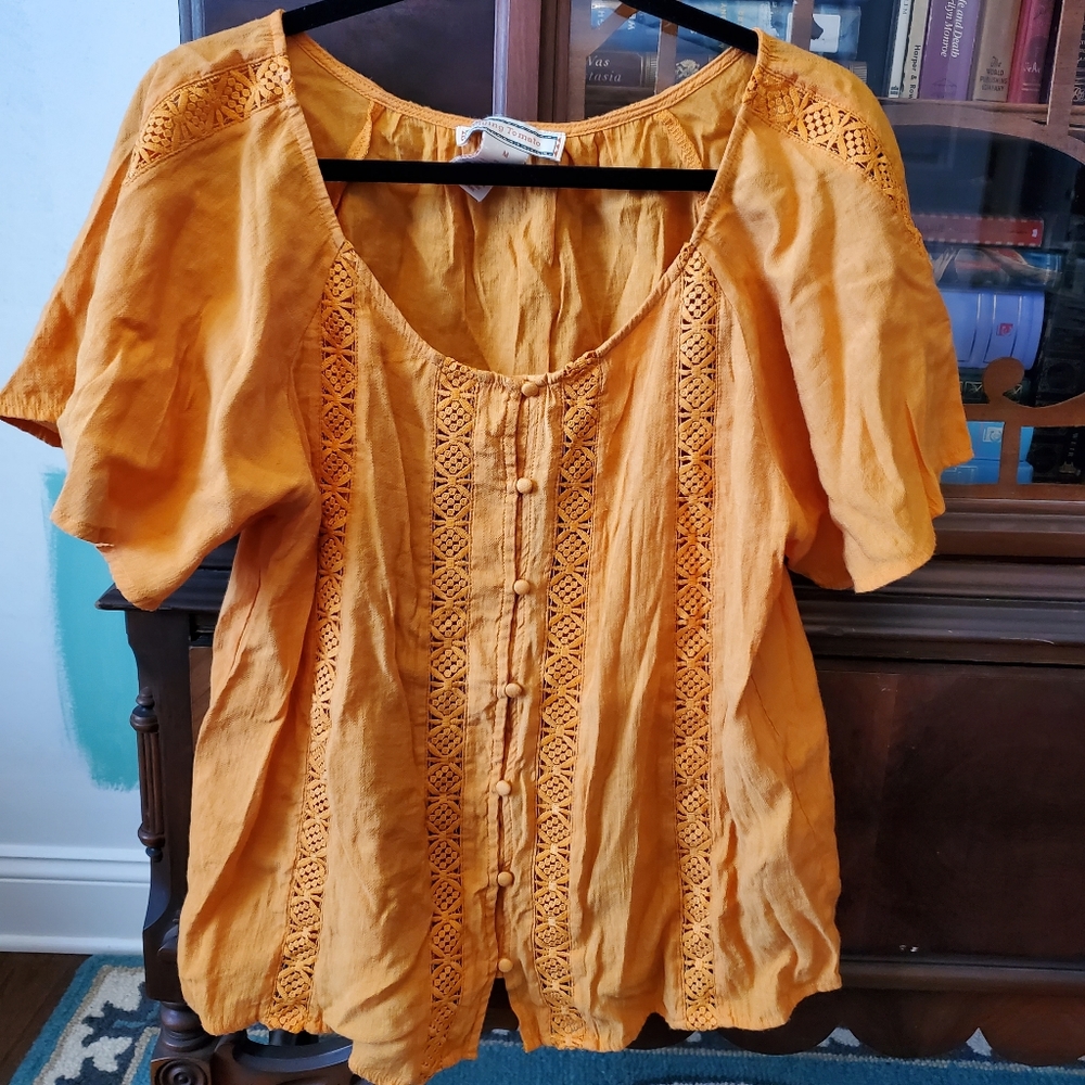 2 for 18! Flying Tomato orange bohemian feminine short sleeve blouse